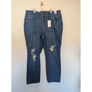 Judy Blue Womens High Waist Boyfriend Fit Distressed Stretch Jeans 20W